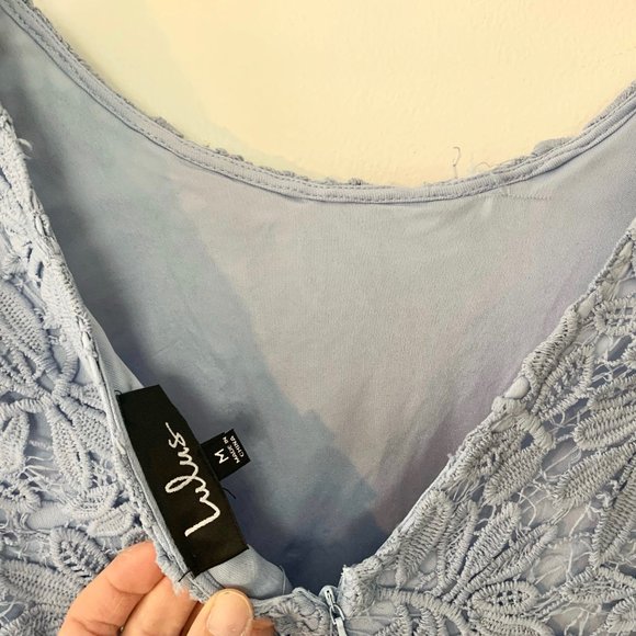 Lulu's Right Sheer, Right Now Periwinkle Blue Lace Bodycon Dress Size M - Picture 8 of 8